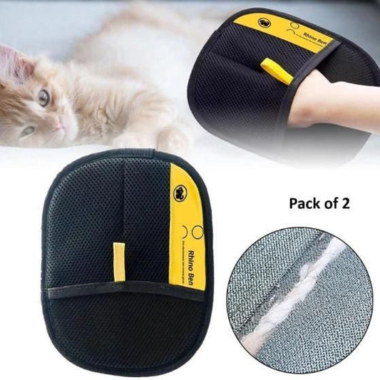 🌟 2-in-1 Pet Grooming & Hair Removal Gloves (Pack of 2)