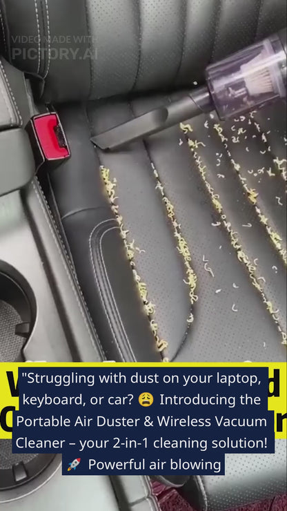 Portable Air Duster & Wireless Vacuum Cleaner – 2 in 1 Powerful Cleaning Tool